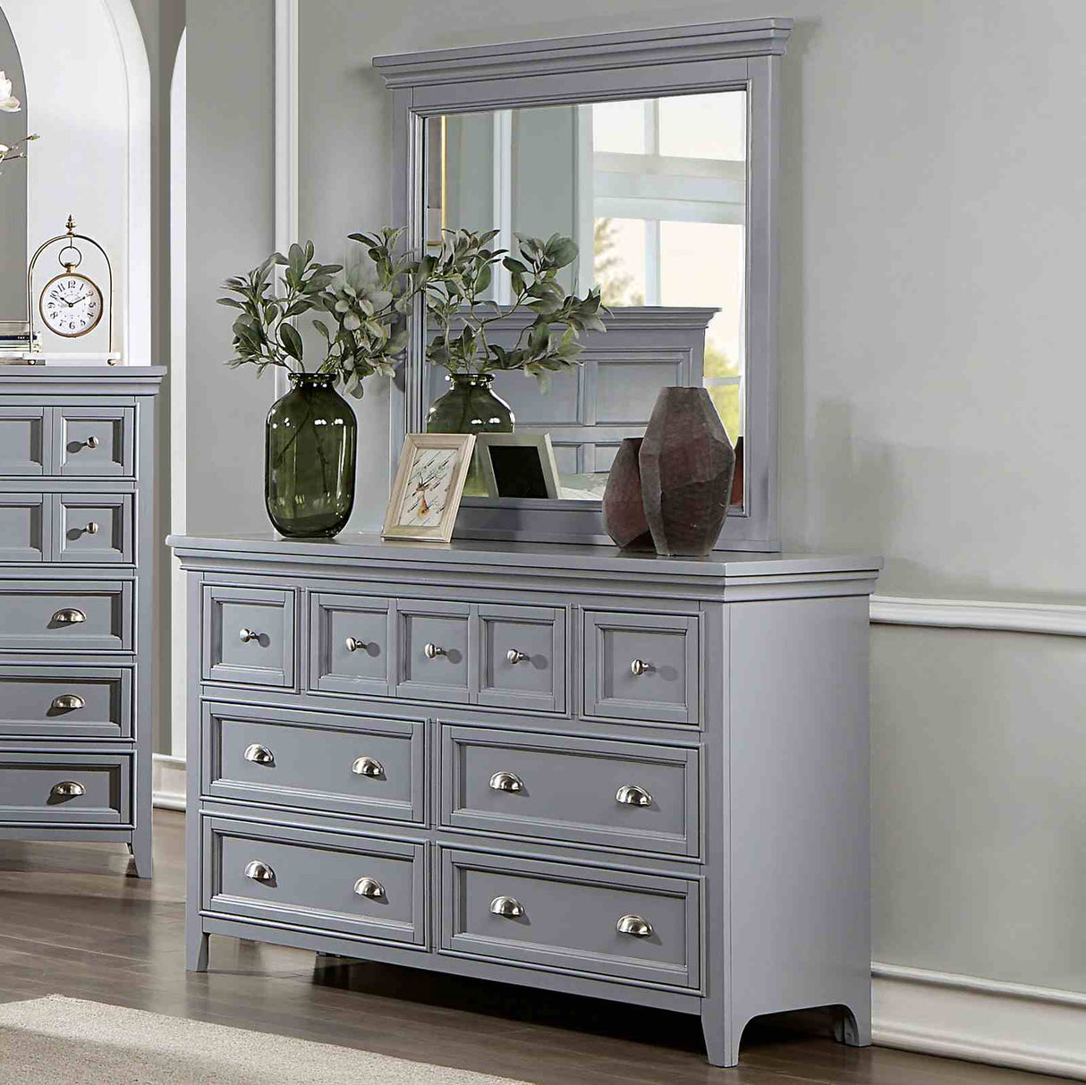 Castlile Gray 5 Pc Queen Bedroom Set from Furniture of America - Luna Furniture
