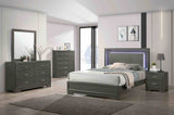 Alison Metallic Gray 5 Pc Queen Bedroom Set from Furniture of America - Luna Furniture