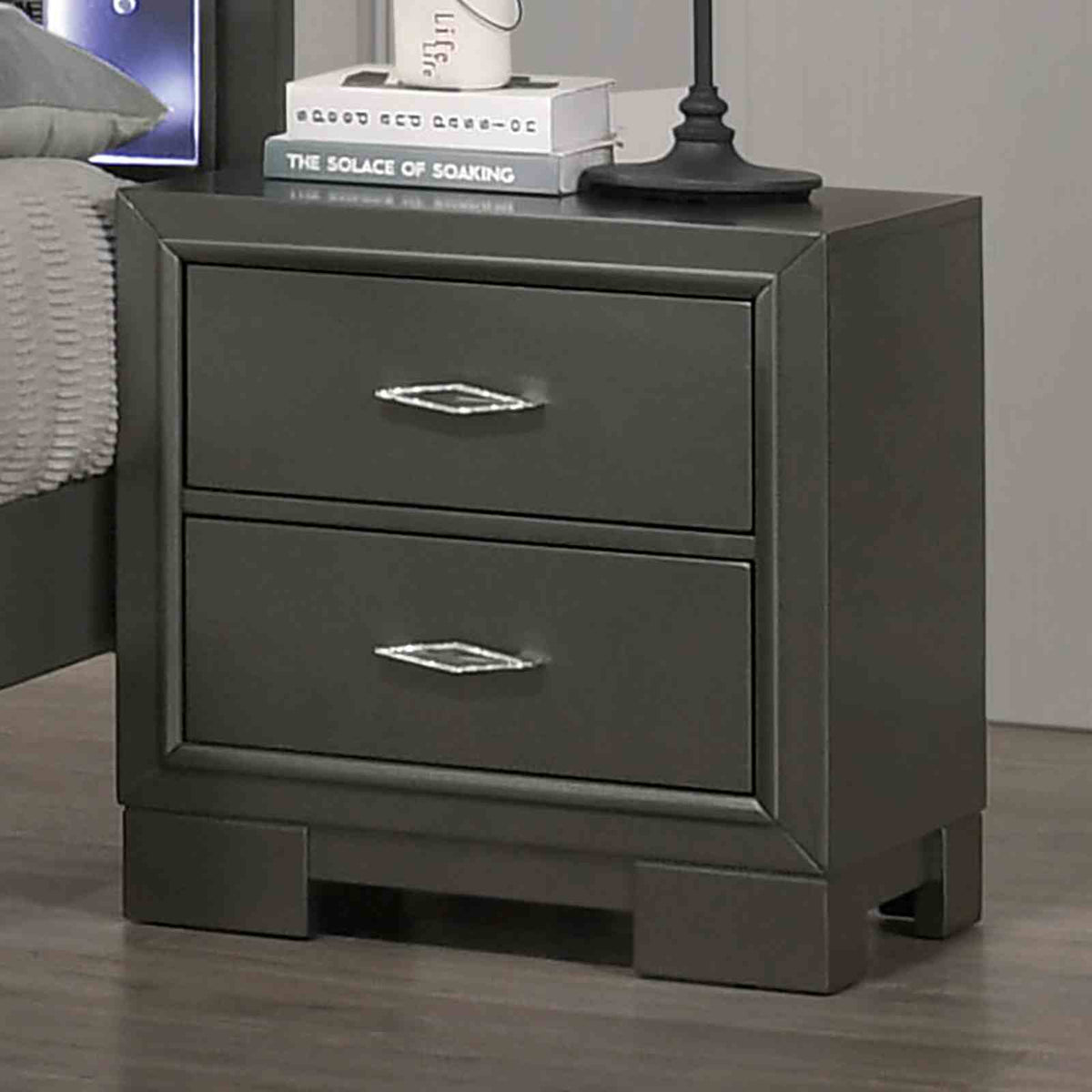 Alison Metallic Gray 5 Pc Queen Bedroom Set from Furniture of America - Luna Furniture