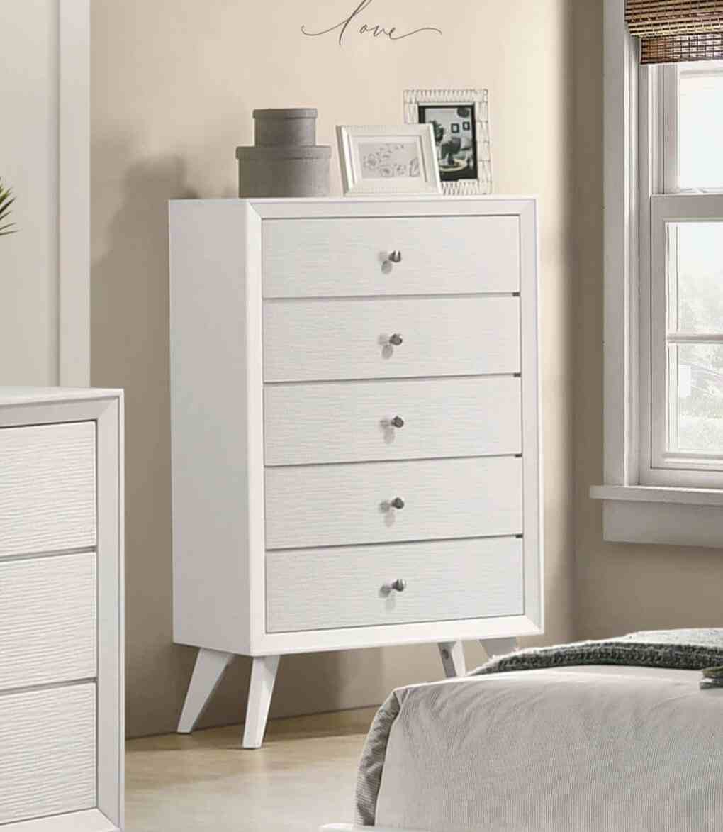 Dortmund White 5 Pc Queen Bedroom Set from Furniture of America - Luna Furniture