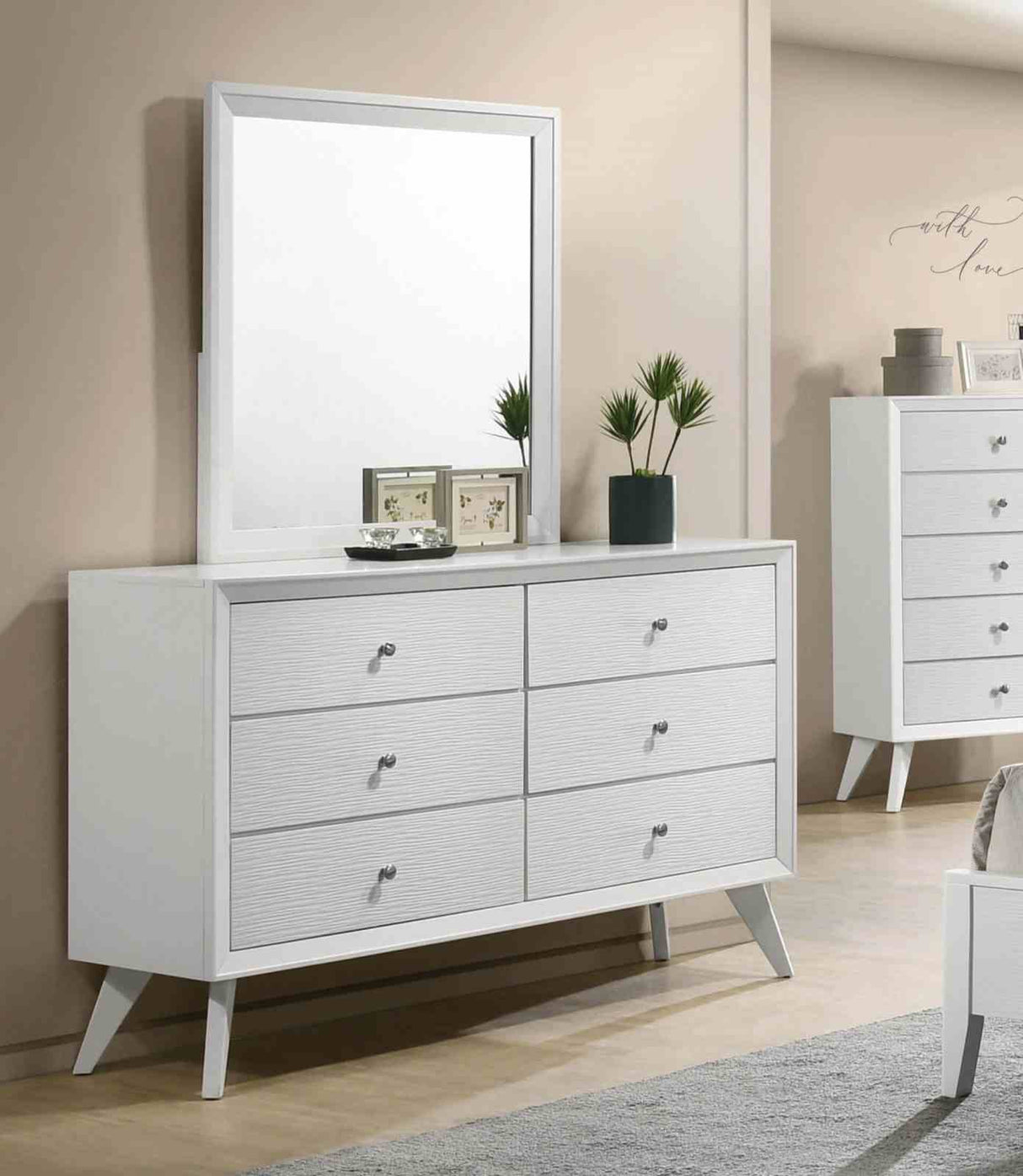 Dortmund White 5 Pc Queen Bedroom Set from Furniture of America - Luna Furniture