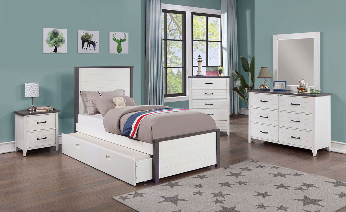 Priam White/Gray Twin Bed from Furniture of America - Luna Furniture