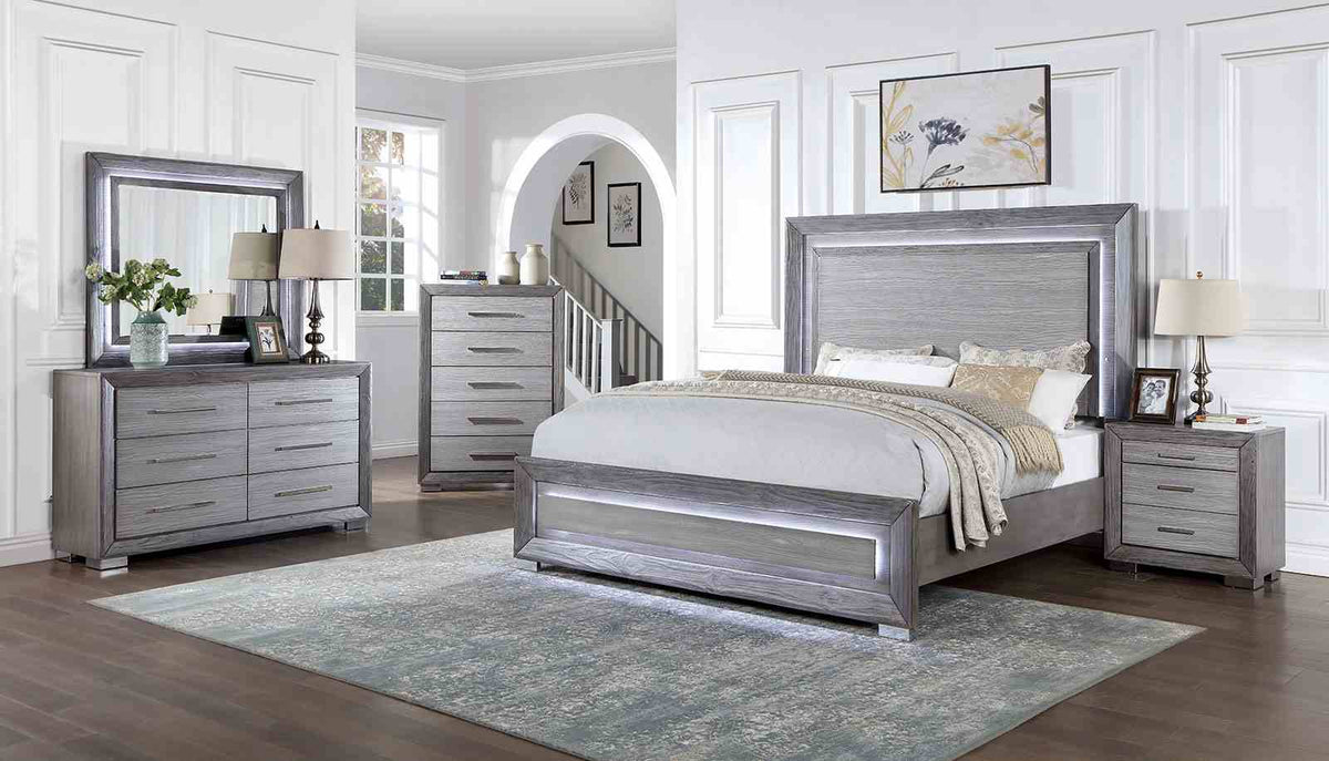 Raiden Gray 5 Pc Queen Bedroom Set from Furniture of America - Luna Furniture