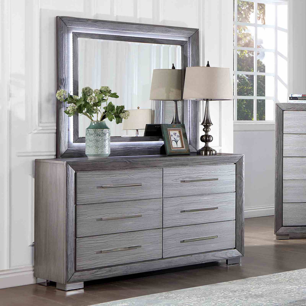 Raiden Gray 5 Pc Queen Bedroom Set from Furniture of America - Luna Furniture