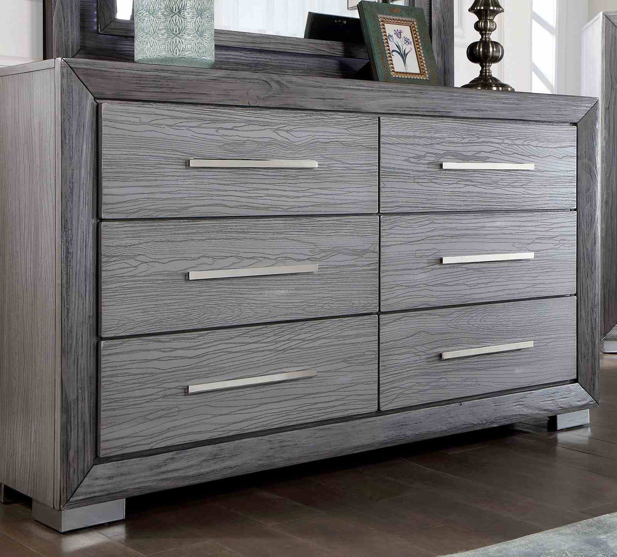 Raiden Gray 5 Pc Queen Bedroom Set from Furniture of America - Luna Furniture