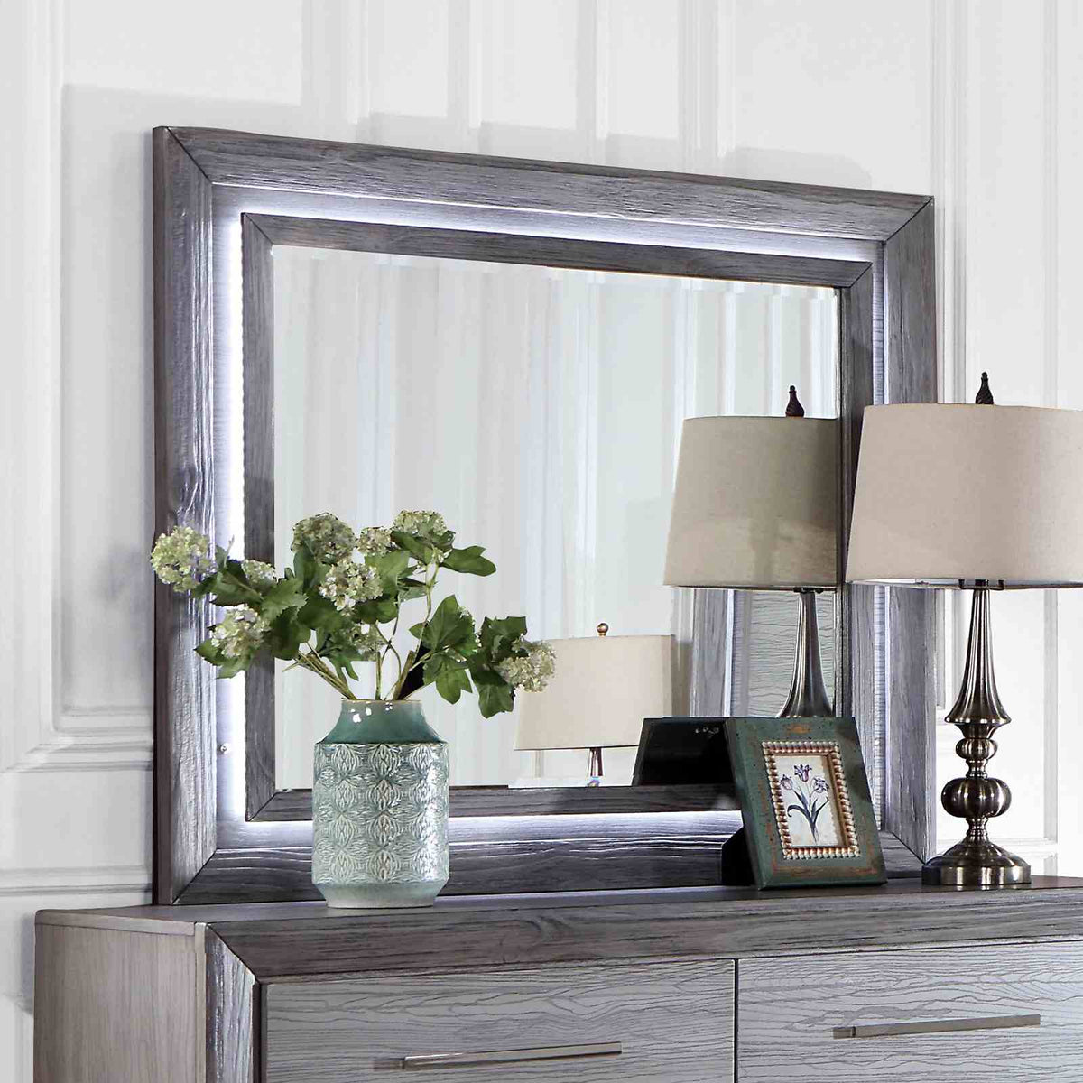 Raiden Gray 5 Pc Queen Bedroom Set from Furniture of America - Luna Furniture
