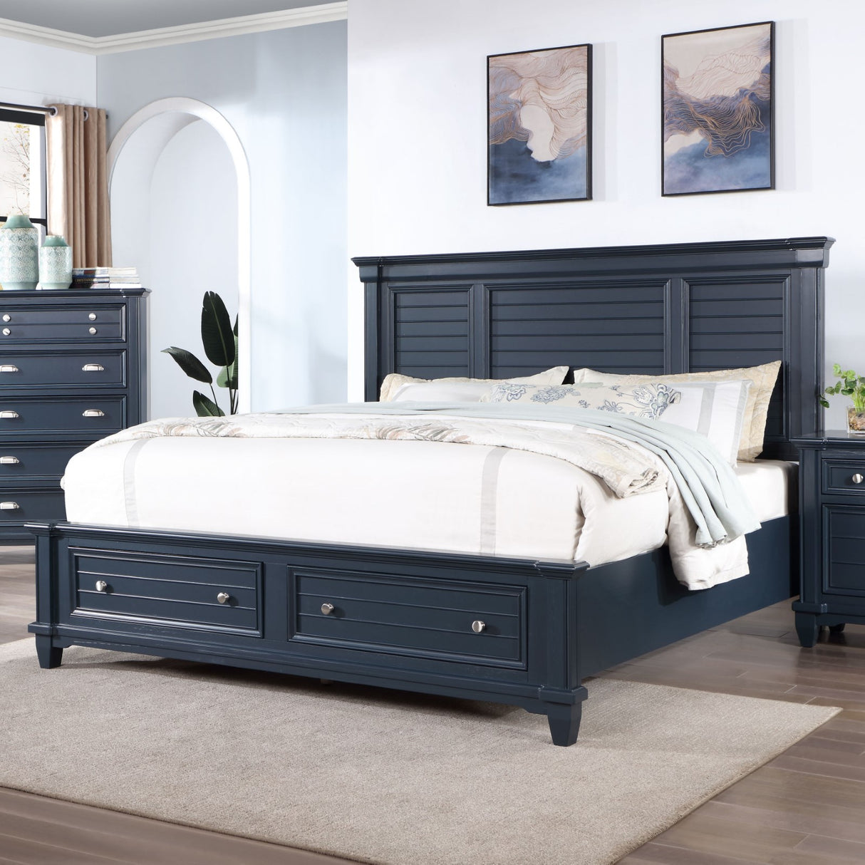 Manzanillo Slate Blue King Bed from Furniture of America - Luna Furniture