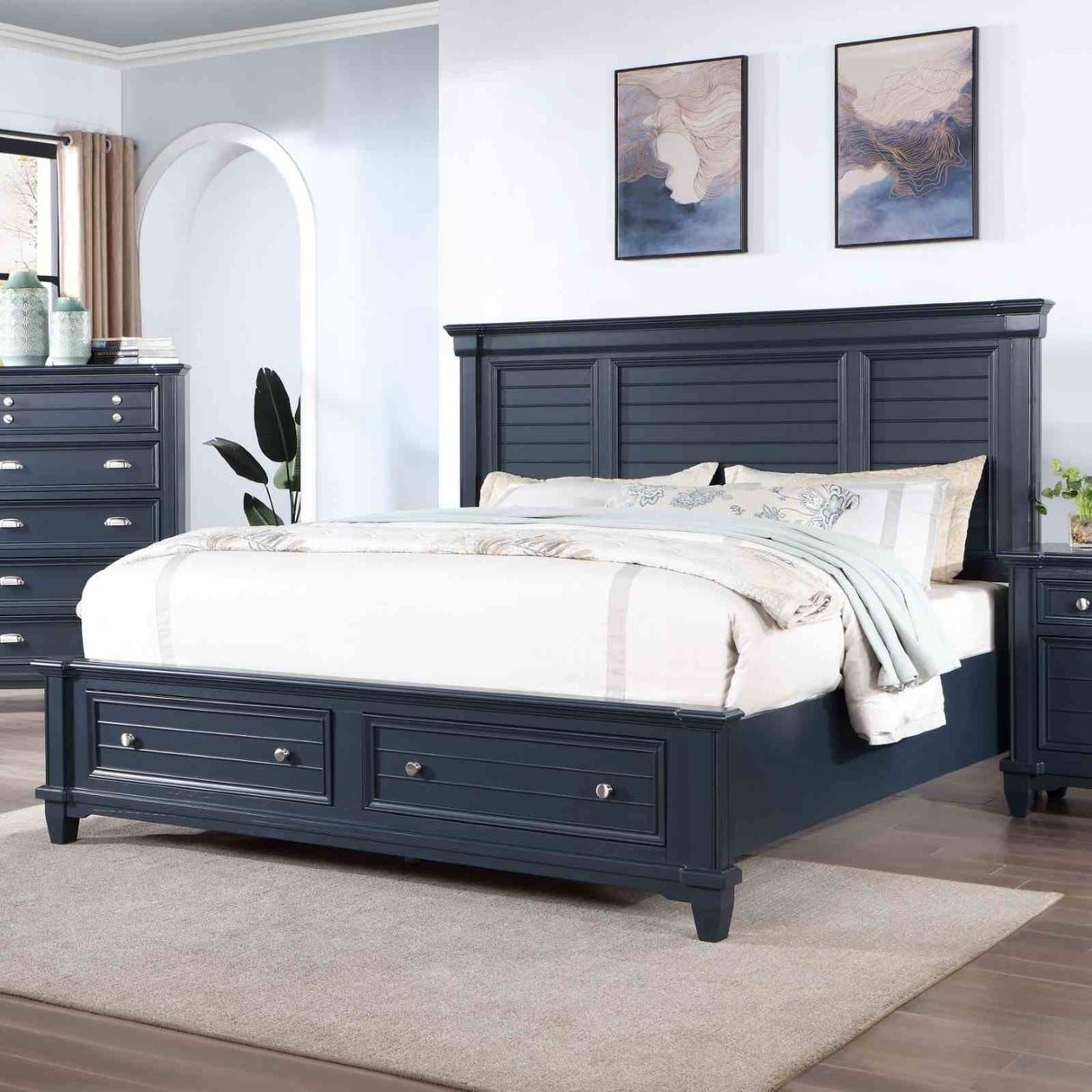 Manzanillo Slate Blue Queen Storage Bed from Furniture of America - Luna Furniture