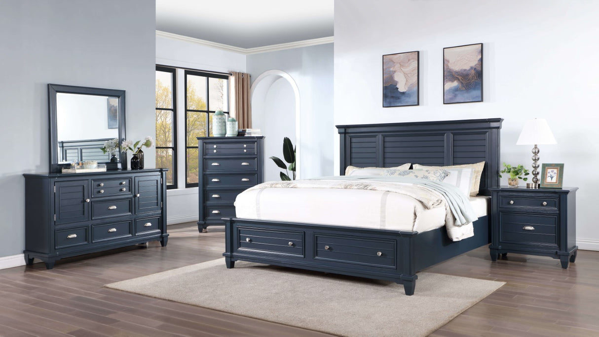 Manzanillo Slate Blue King Bed from Furniture of America - Luna Furniture