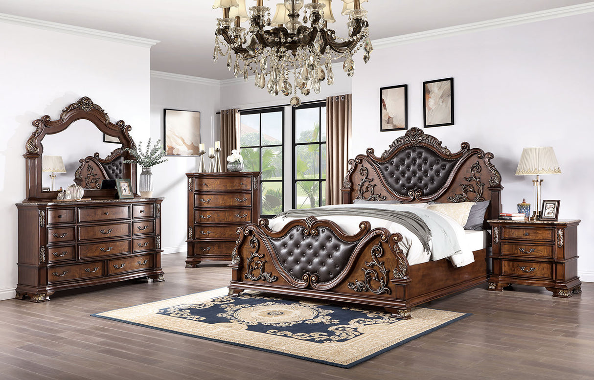Esparanza Brown Cherry Queen Bed from Furniture of America - Luna Furniture