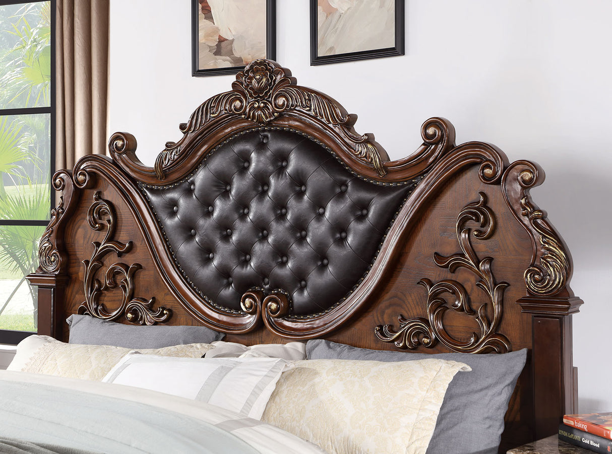 Esparanza Brown Cherry King Bed from Furniture of America - Luna Furniture