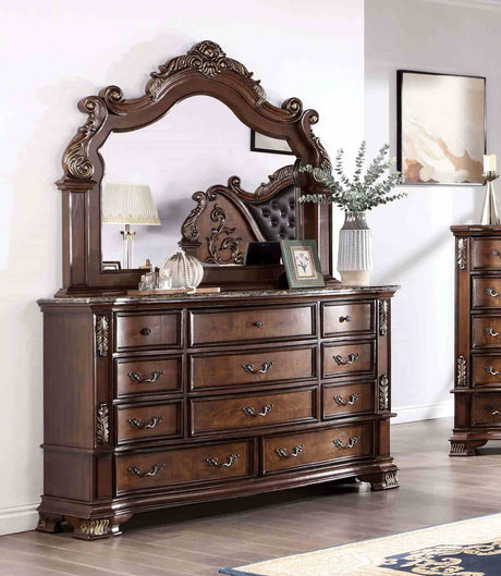 Esparanza Brown Cherry 5 Pc Queen Bedroom Set from Furniture of America - Luna Furniture