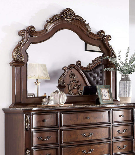 Esparanza Brown Cherry Mirror (Mirror Only) from Furniture of America - Luna Furniture