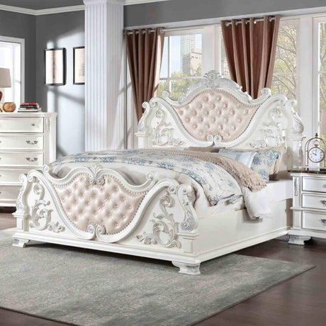 Esparanza Pearl White Queen Bed from Furniture of America - Luna Furniture