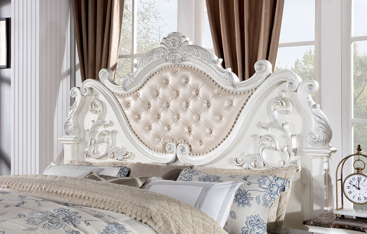Esparanza Pearl White California King Bed from Furniture of America - Luna Furniture