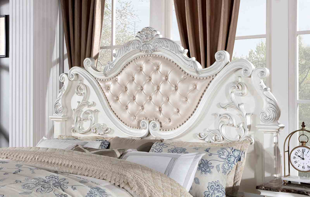 Esparanza Pearl White King Bed from Furniture of America - Luna Furniture