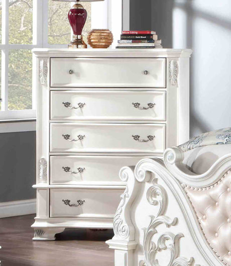 Esparanza Pearl White 5 Pc Queen Bedroom Set from Furniture of America - Luna Furniture