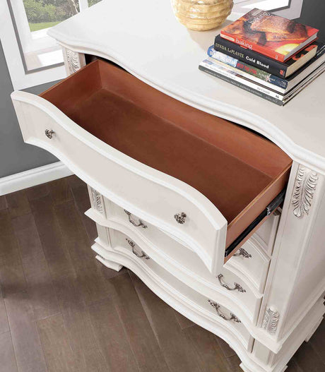 Esparanza Pearl White 5 Pc Queen Bedroom Set from Furniture of America - Luna Furniture