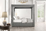 Etherea Gray Queen Upholstered Platform Poster Bed from Furniture of America - Luna Furniture