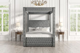 Etherea Gray Queen Upholstered Platform Poster Bed from Furniture of America - Luna Furniture