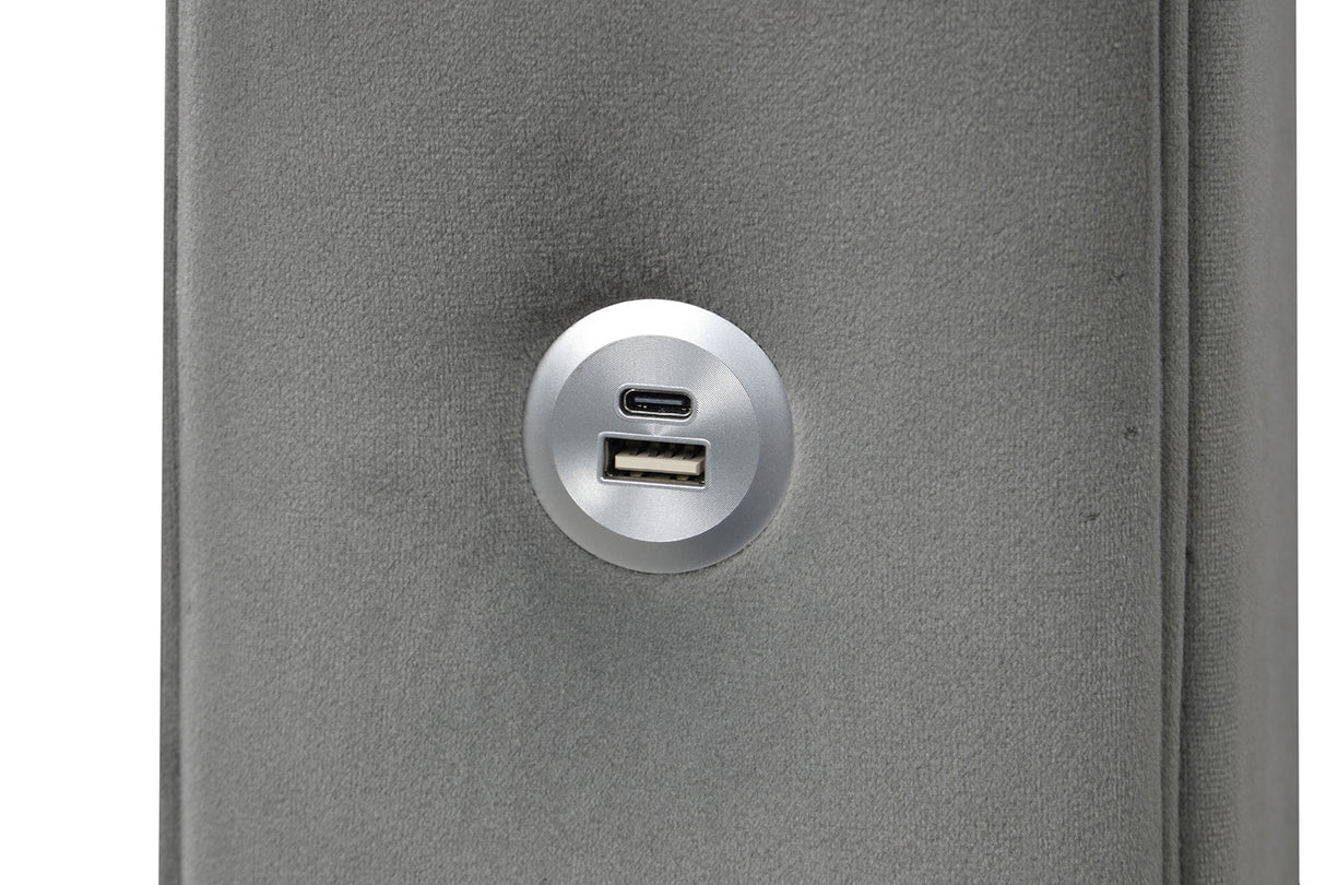 Etherea Gray Queen Upholstered Platform Poster Bed from Furniture of America - Luna Furniture