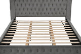 Etherea Gray Queen Upholstered Platform Poster Bed from Furniture of America - Luna Furniture