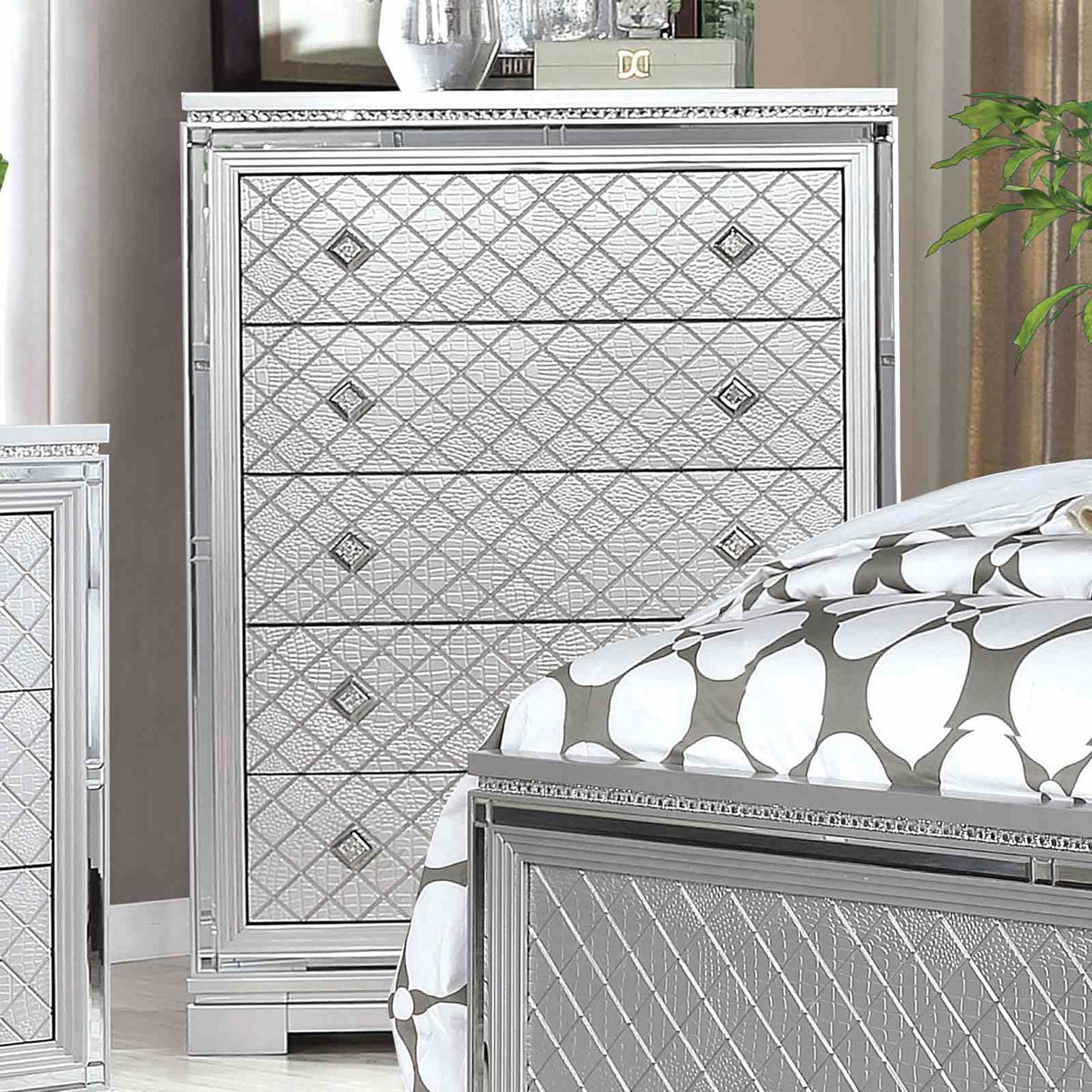 Belleterre Silver 5-Piece Queen Bedroom Set from Furniture of America - Luna Furniture