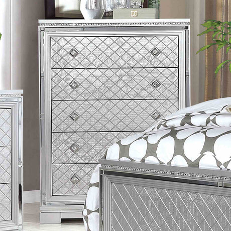 Belleterre Silver 5 Pc Queen Bedroom Set from Furniture of America - Luna Furniture