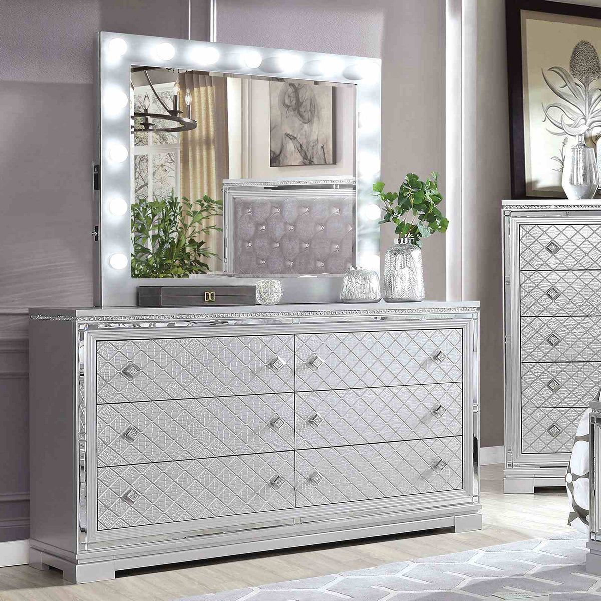 Belleterre Silver 5-Piece Queen Bedroom Set from Furniture of America - Luna Furniture