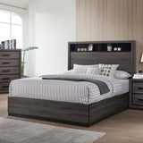 Conwy Gray King Bed with Shelf Headboard from Furniture of America - Luna Furniture