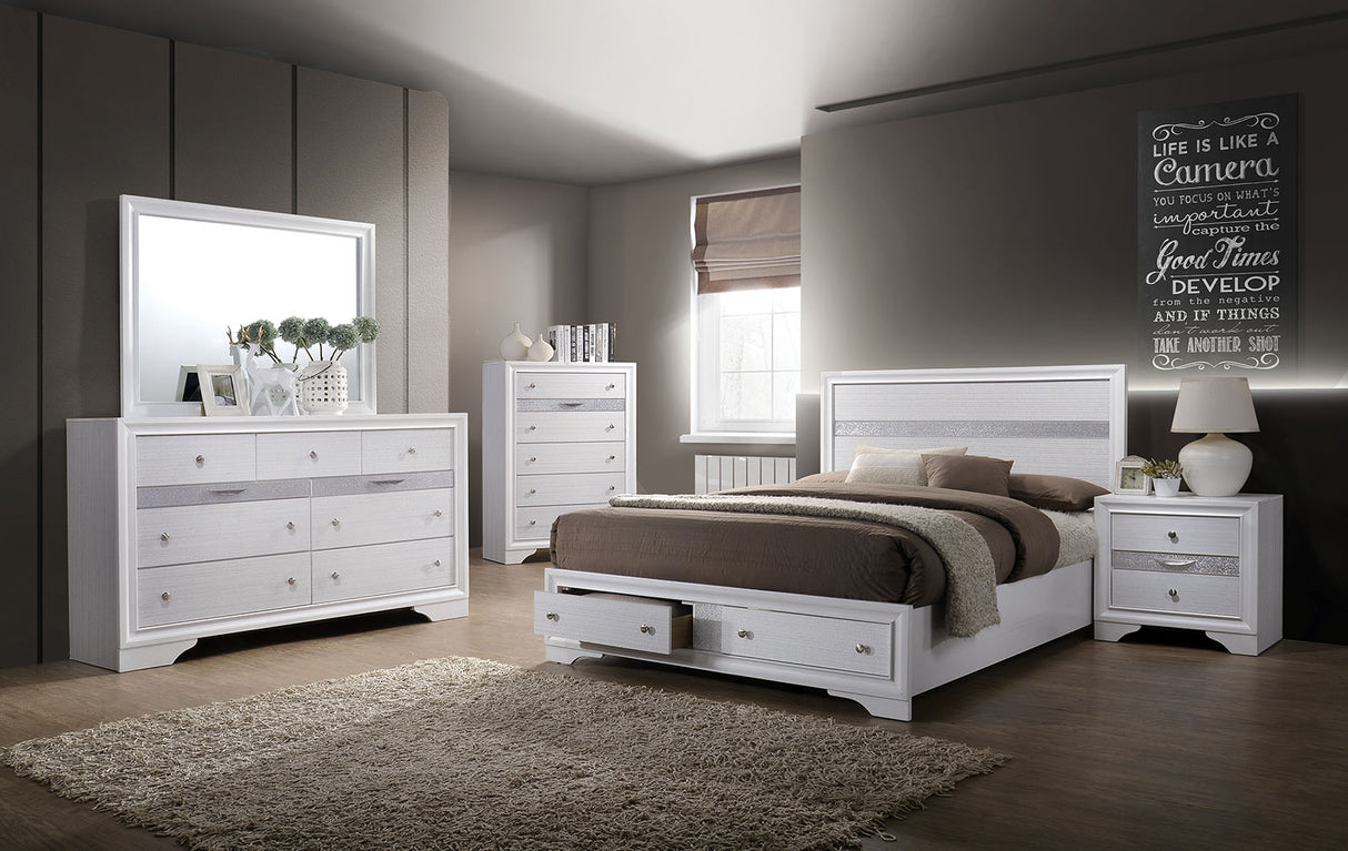 Chrissy White King Storage Platform Bed from Furniture of America - Luna Furniture