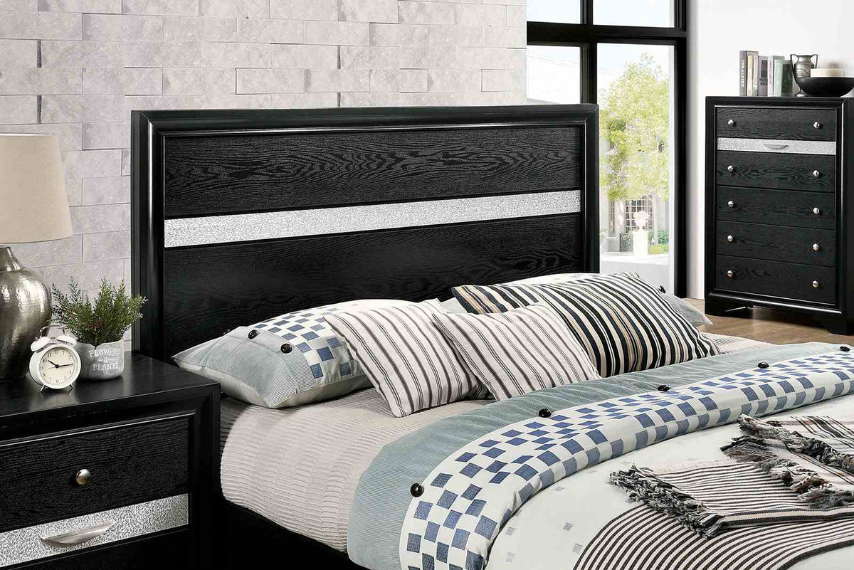 Chrissy Black 5 Pc Queen Bedroom Set from Furniture of America - Luna Furniture