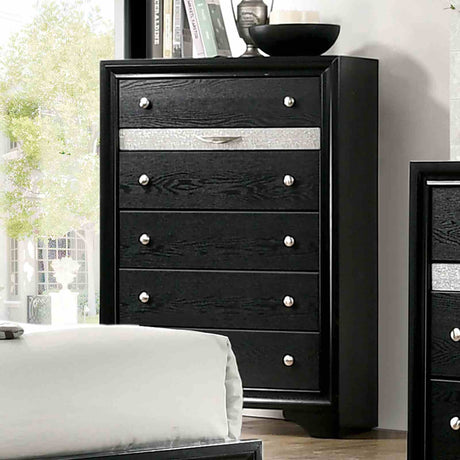 Chrissy Black 5 Pc Queen Bedroom Set from Furniture of America - Luna Furniture