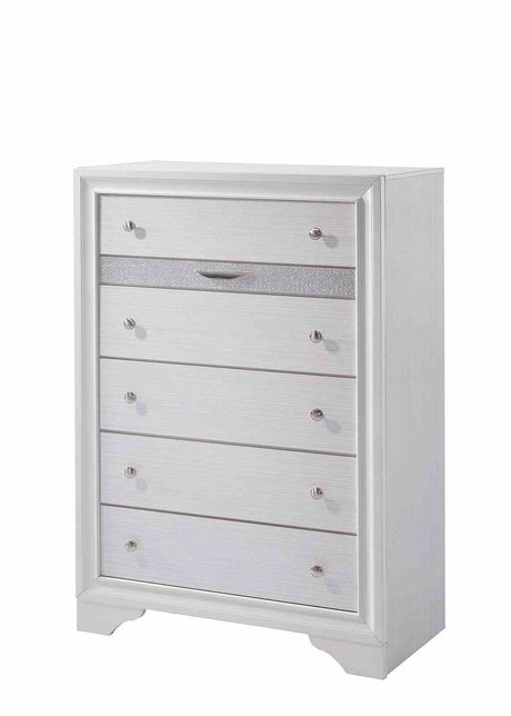 Chrissy White 5-Piece Queen Bedroom Set from Furniture of America - Luna Furniture
