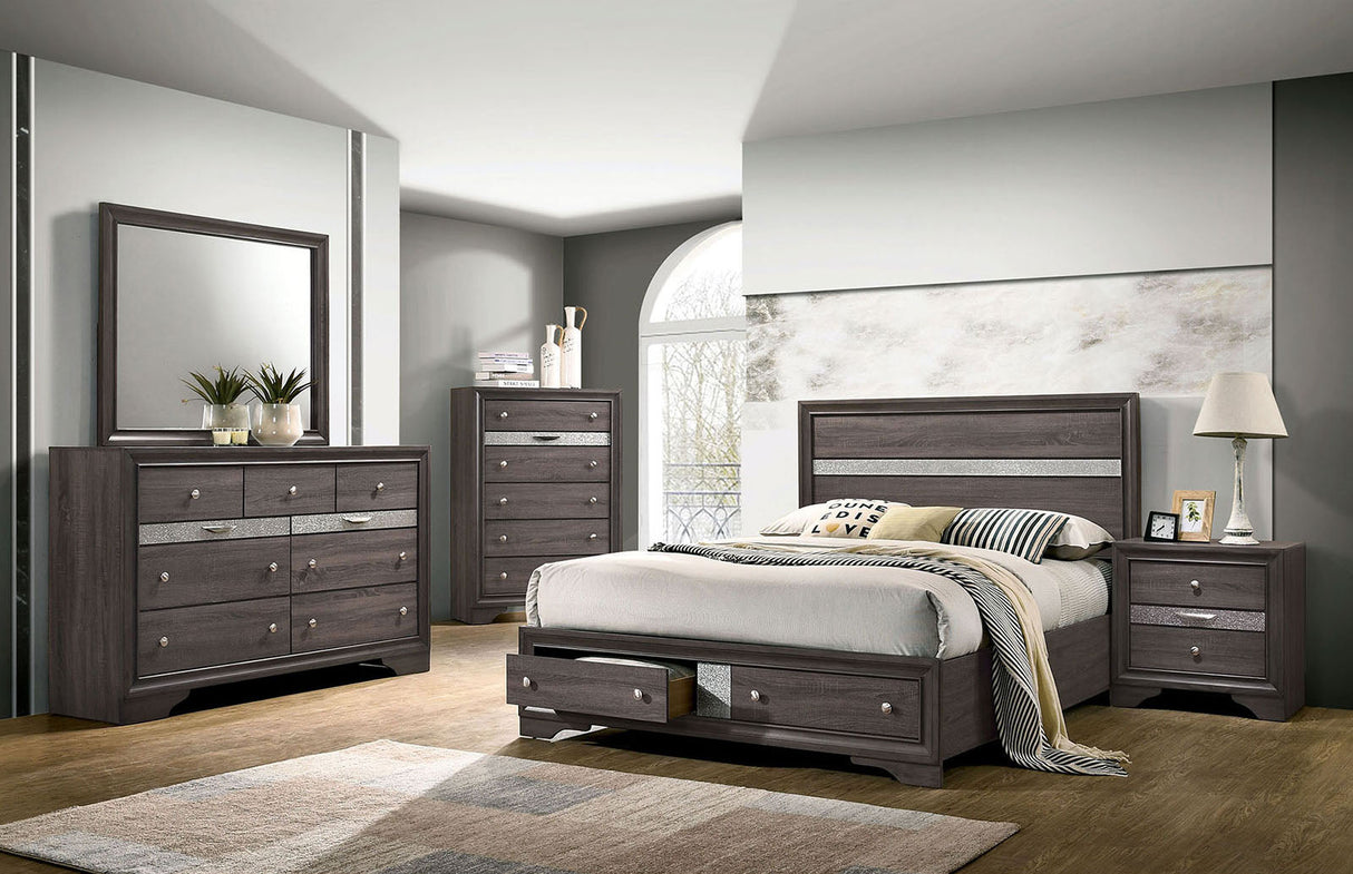 Chrissy Gray King Storage Platform Bed from Furniture of America - Luna Furniture