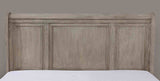 Wells Gray queen bed headboard, paneled sleigh-back design, gray wood finish