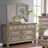 Wells Gray dresser with mirror, weathered gray finish, six-drawer front view