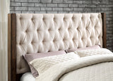 Hutchinson Rustic Natural Tone/Beige Upholstered Tufted King Bed from Furniture of America - Luna Furniture