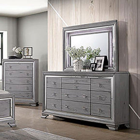 Alanis Light Gray Mirror (Mirror Only) from Furniture of America - Luna Furniture