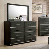 Camryn Warm dresser with mirror, eight drawers and chrome trim, front view