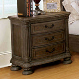 Lysandra Rustic nightstand, two drawers with antique pulls and rustic brown finish