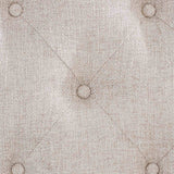 Lysandra Rustic upholstered bed fabric, beige linen-like tufted texture close-up