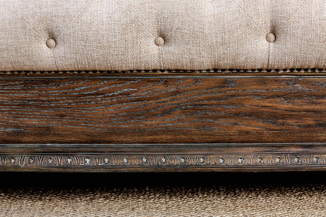 Lysandra Rustic Natural Tone/Beige Upholstered Queen Sleigh Bed from Furniture of America - Luna Furniture