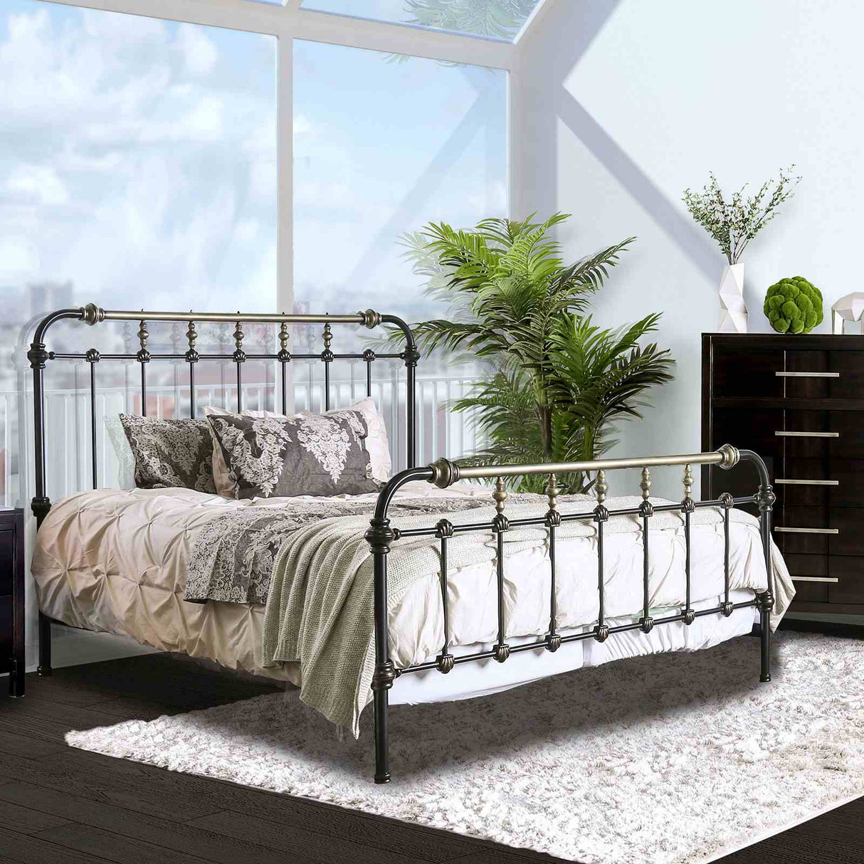 Riana Antique Black Twin Bed from Furniture of America - Luna Furniture