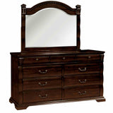 Burleigh Cherry Dresser, wide drawer storage and ornate trim, white background
