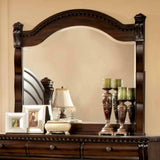 Burleigh Cherry mirror, arched crown and beveled frame details, front view