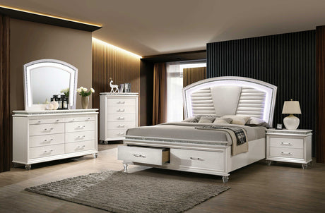 Maddie Pearl White Arched Mirror (Mirror Only) from Furniture of America - Luna Furniture