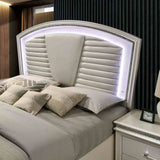 Maddie Pearl White/White LED King Storage Platform Bed from Furniture of America - Luna Furniture