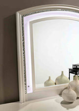 Maddie Pearl White/White LED Queen Storage Platform Bed from Furniture of America - Luna Furniture