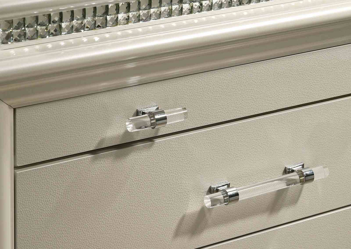 Maddie Pearl White/White LED King Storage Platform Bed from Furniture of America - Luna Furniture